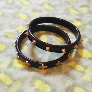Black bracelet with gold studs